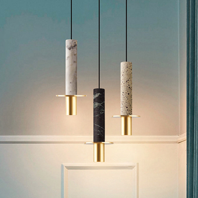 Simplicity Style Hanging Pendant Light Cylinder Pendant Lighting Fixture with Stone Shade