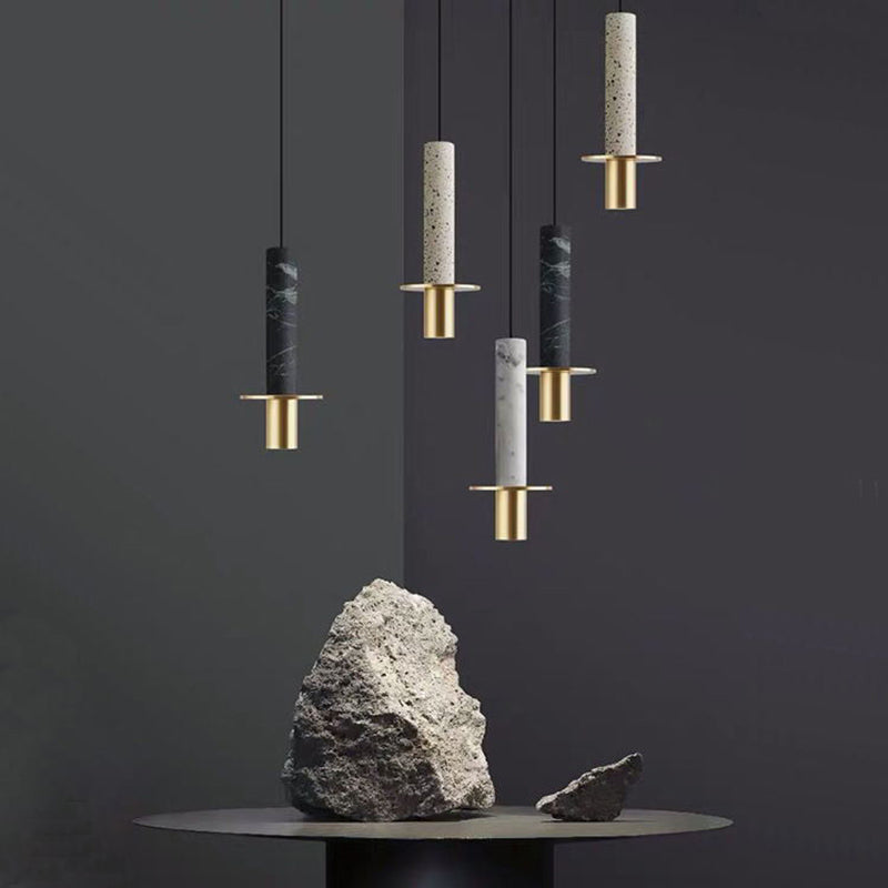 Simplicity Style Hanging Pendant Light Cylinder Pendant Lighting Fixture with Stone Shade