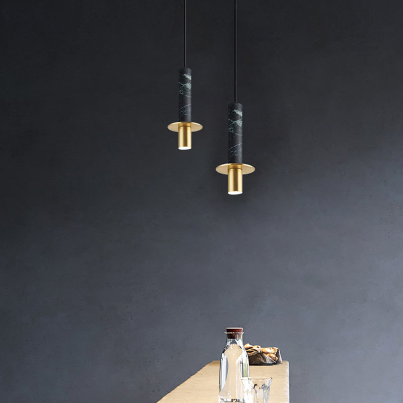Simplicity Style Hanging Pendant Light Cylinder Pendant Lighting Fixture with Stone Shade
