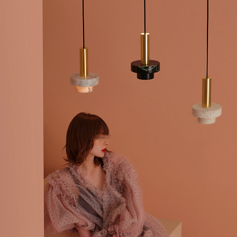 Tiered Pendant Light Fixture Minimalist Style Stone Ceiling Pendant Light for Bedroom