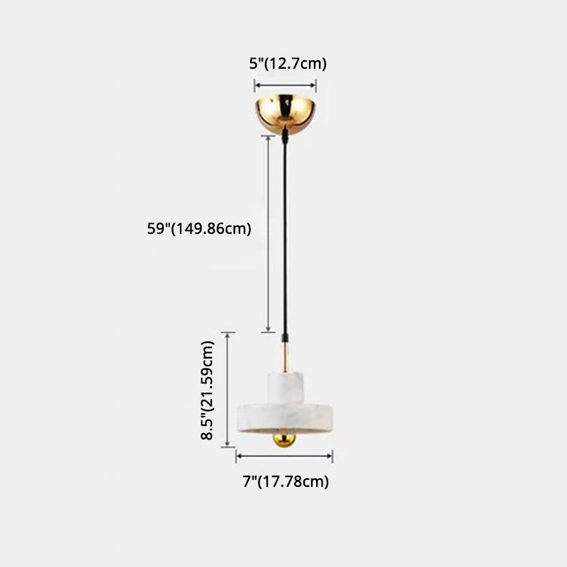 Stone Circle Hanging Light Fixture Minimalist White Down Lighting Pendant for Dinning Room