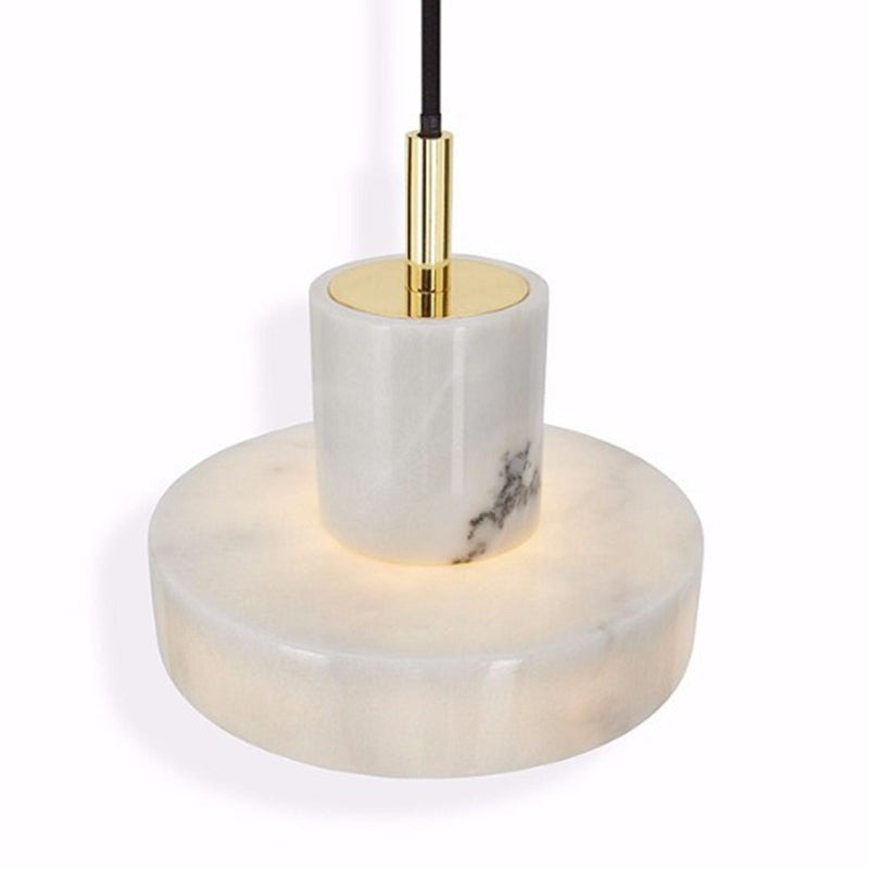 Stone Circle Hanging Light Fixture Minimalist White Down Lighting Pendant for Dinning Room