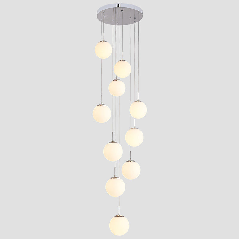 Sphere Staircase Pendant Ceiling Light Glass Modern Style Ceiling Pendant Light in Gold