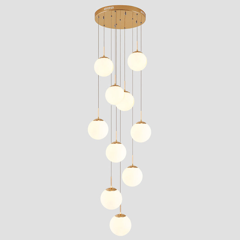 Sphere Staircase Pendant Ceiling Light Glass Modern Style Ceiling Pendant Light in Gold
