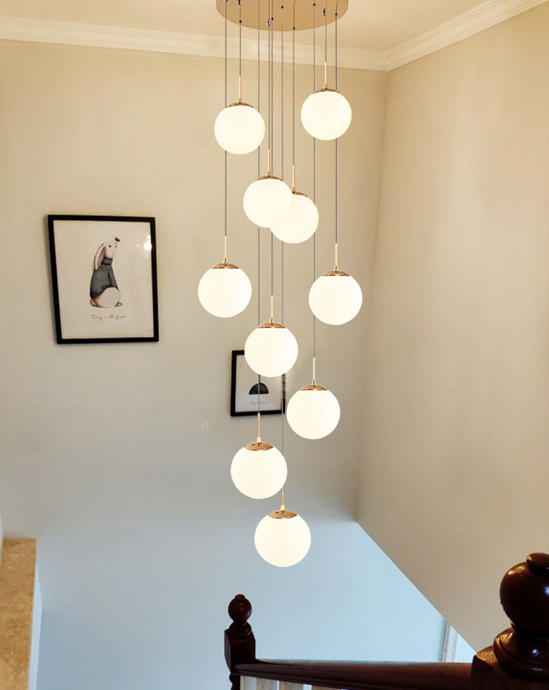 Sphere Staircase Pendant Ceiling Light Glass Modern Style Ceiling Pendant Light in Gold