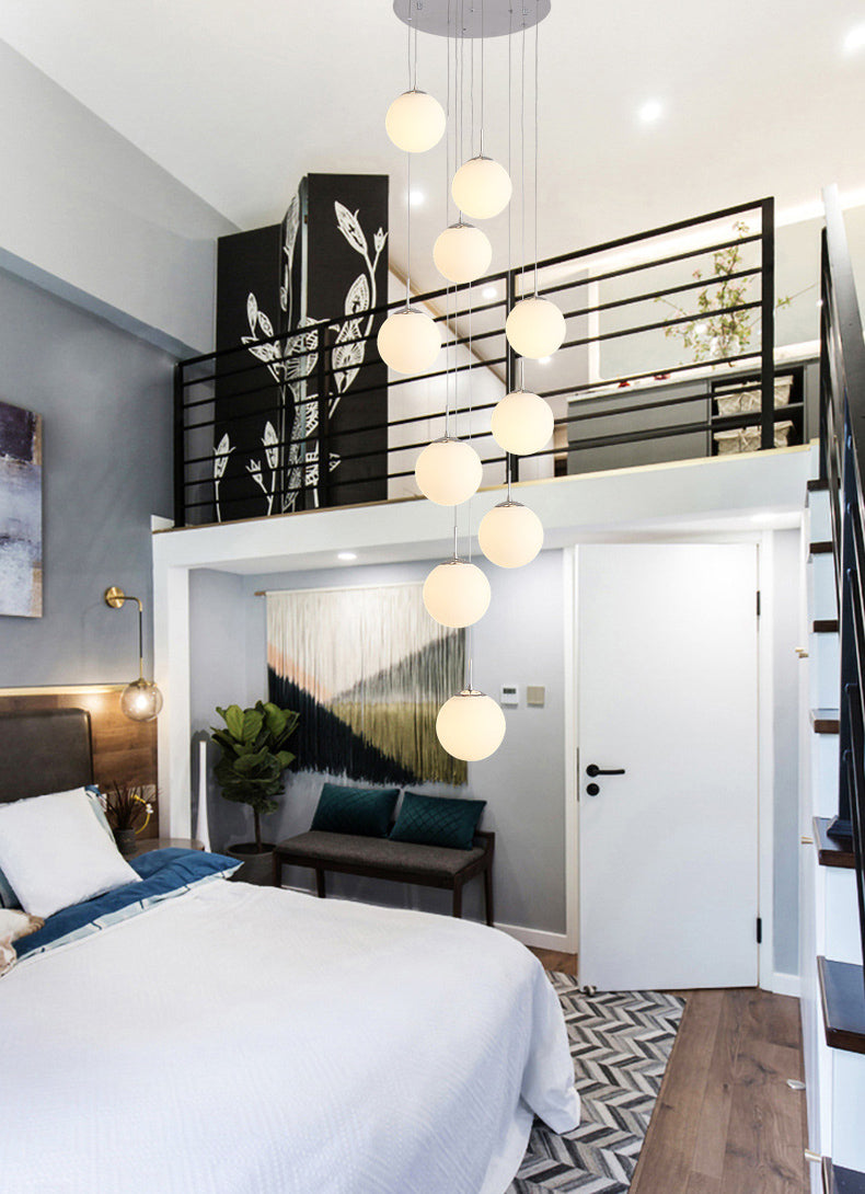 Sphere Staircase Pendant Ceiling Light Glass Modern Style Ceiling Pendant Light in Gold