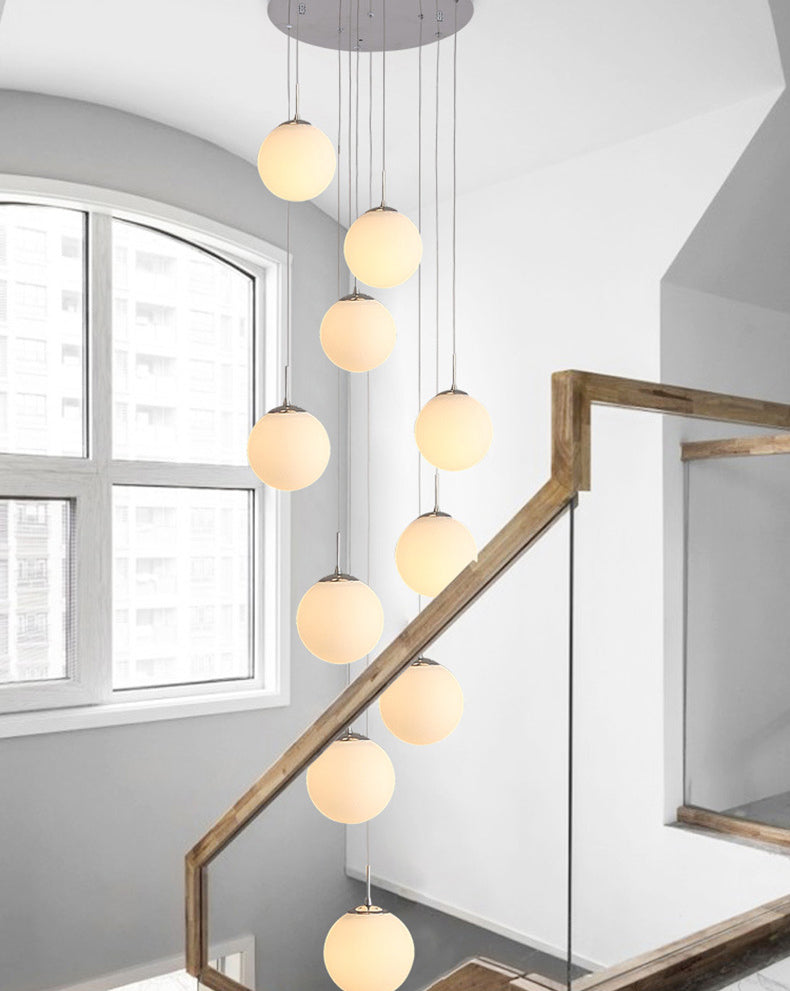 Sphere Staircase Pendant Ceiling Light Glass Modern Style Ceiling Pendant Light in Gold