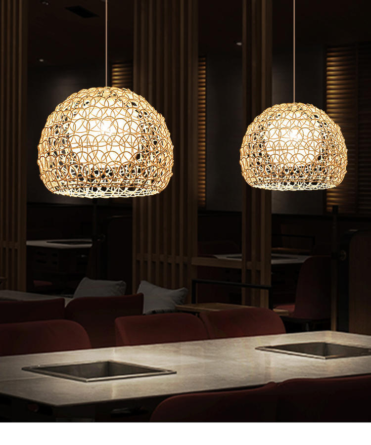 1 Light Half-circle Pendant Asia Rattan Ceiling Pendant Light with Hanging Cord for Bedroom