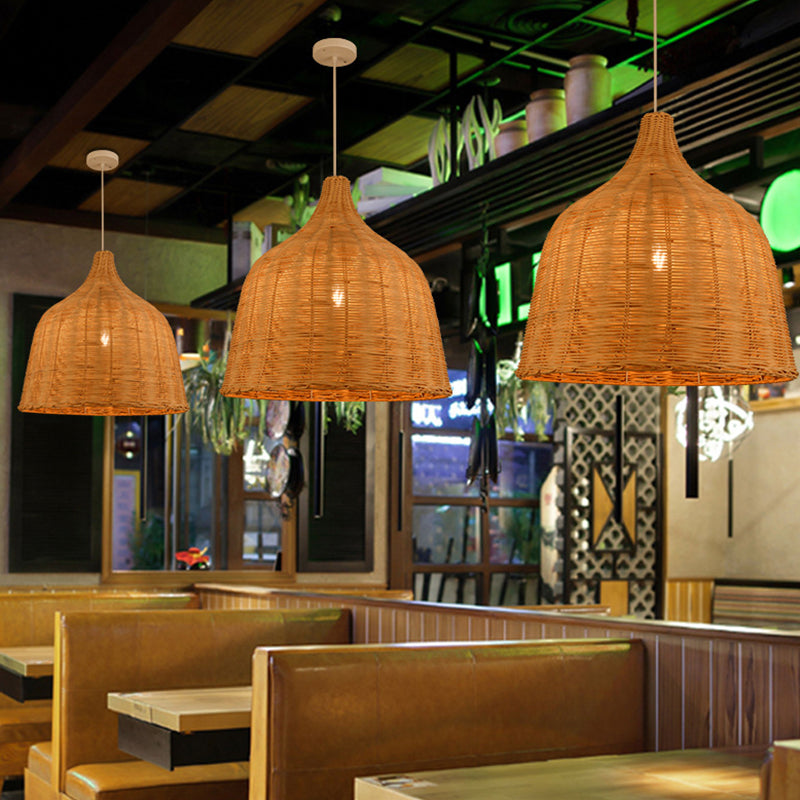 Bell Anhänger Leuchte Asia Rattan Hängende Anhänger Lichter für das Restaurant