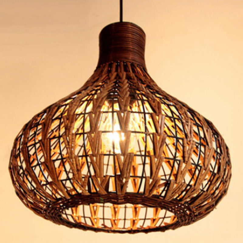 1 Light Bulb Hanging Lights Asia Cane Ceiling Fixture with Hanging Cord for Restaurant
