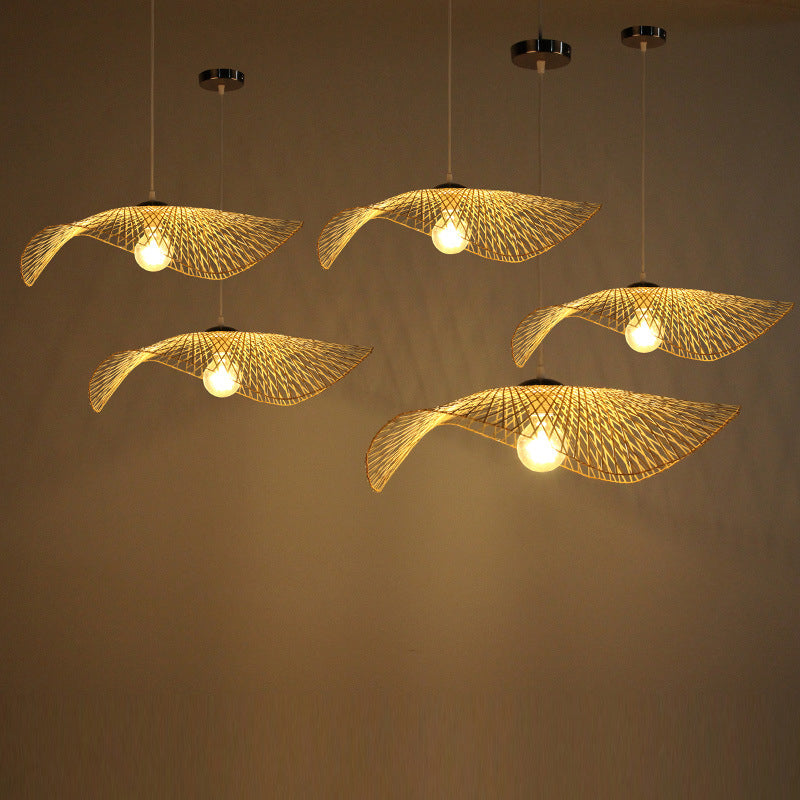 1 Light Swirl Hanging Pendant Lights Chinese Bamboo Pendant for Restaurant