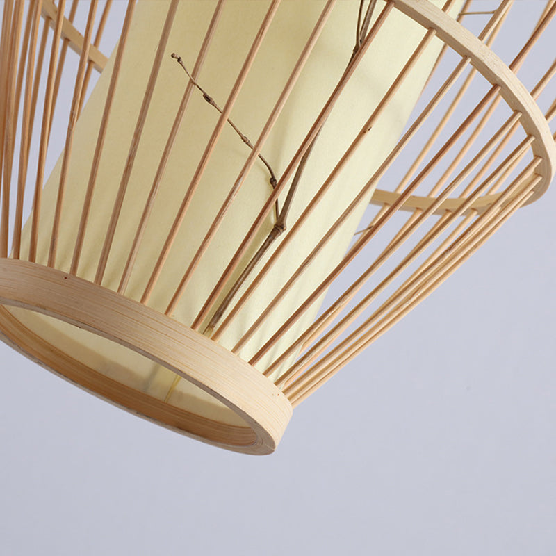 1 Light Elongated Light Pendant Chinese Bamboo Hanging Lights for Restaurant