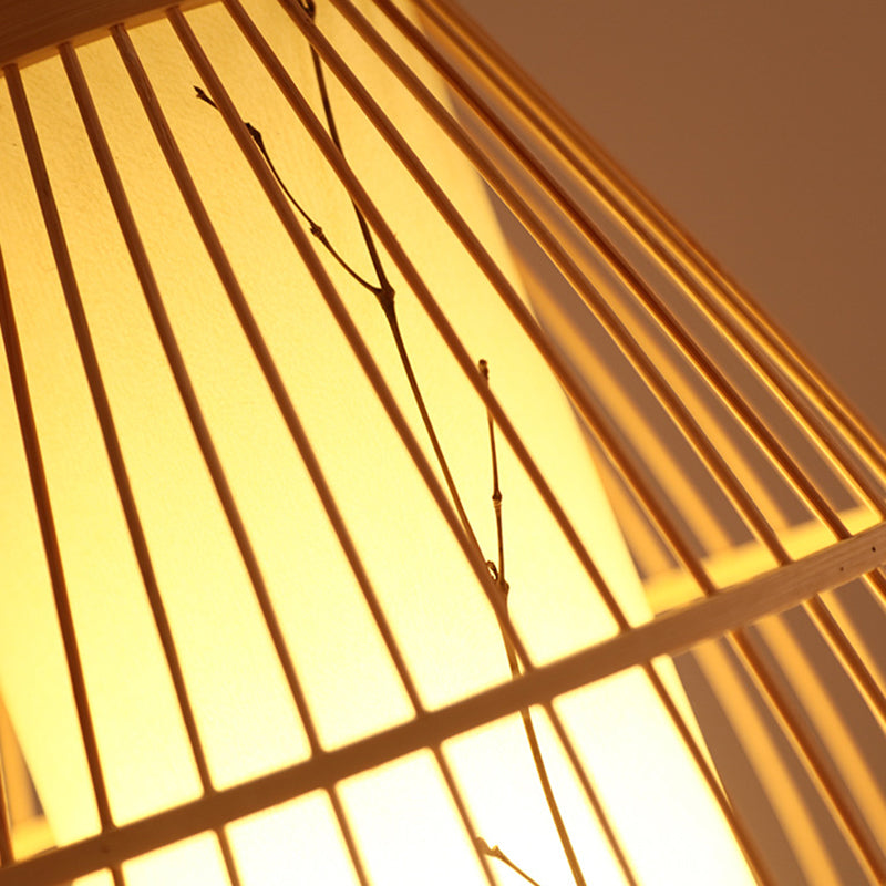 1 Light Elongated Light Pendant Chinese Bamboo Hanging Lights for Restaurant