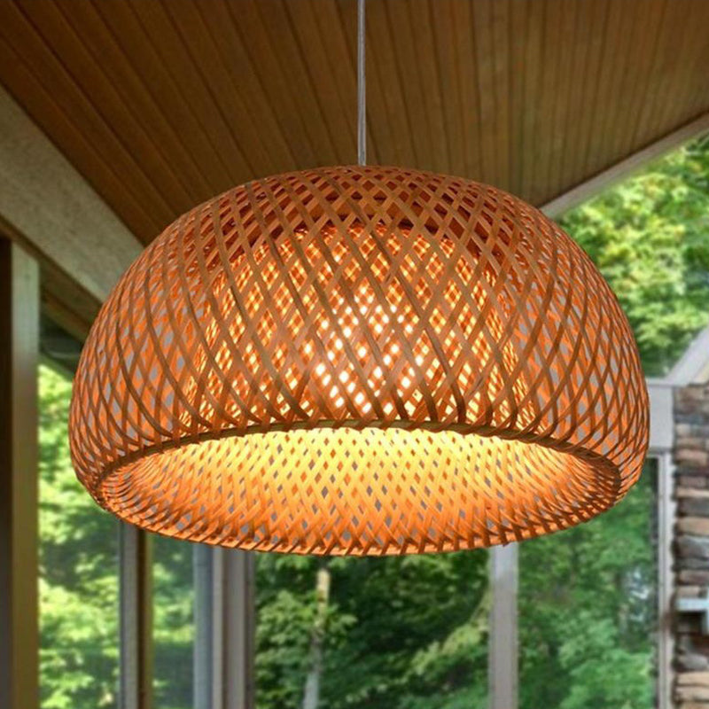 1 leichte halbkugelförmige Deckenleuchte chinesischer chinesischer Rattan Hängende Anhängerleuchten für das Restaurant