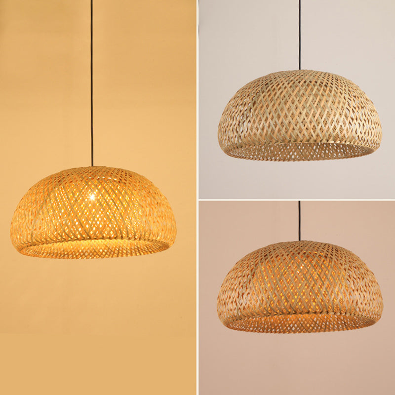 1 leichte halbkugelförmige Deckenleuchte chinesischer chinesischer Rattan Hängende Anhängerleuchten für das Restaurant