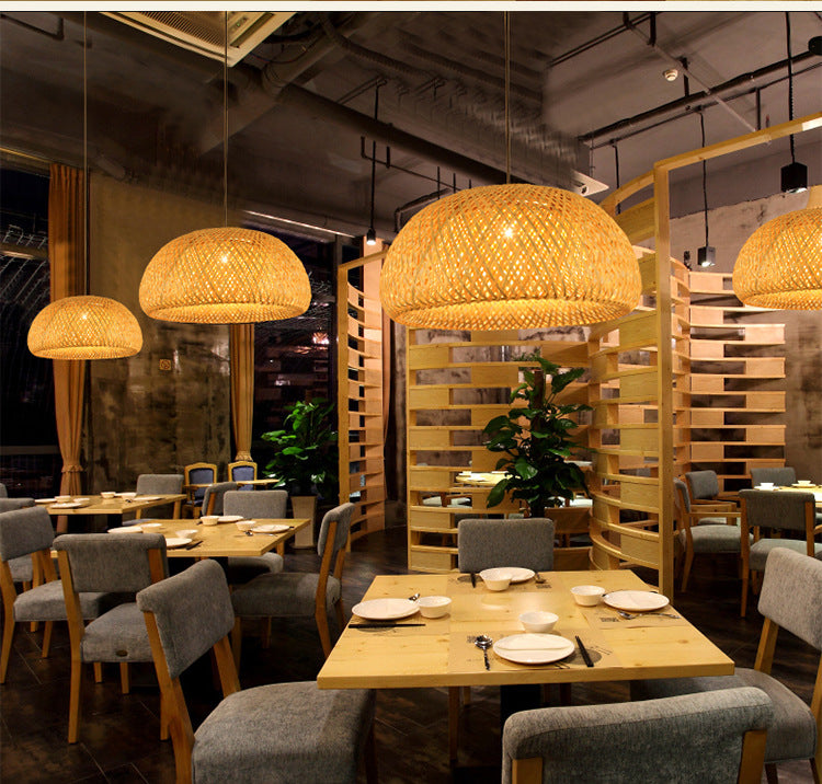 1 leichte halbkugelförmige Deckenleuchte chinesischer chinesischer Rattan Hängende Anhängerleuchten für das Restaurant
