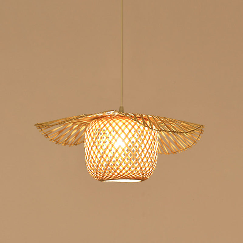 1 Light Swirl Hanging Ceiling Lights Chinese Bamboo Hanging Light Fixtures for Living Room