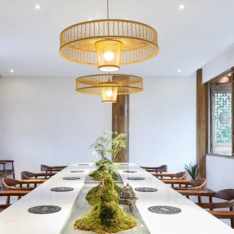 Trommelhaltige hängende leichte chinesische bambus anhängende leuchten für wohnzimmer