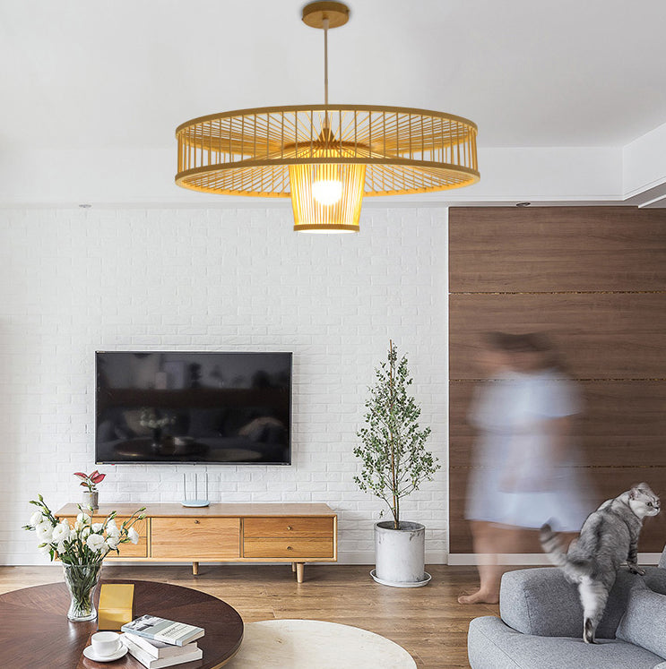 Trommelhaltige hängende leichte chinesische bambus anhängende leuchten für wohnzimmer