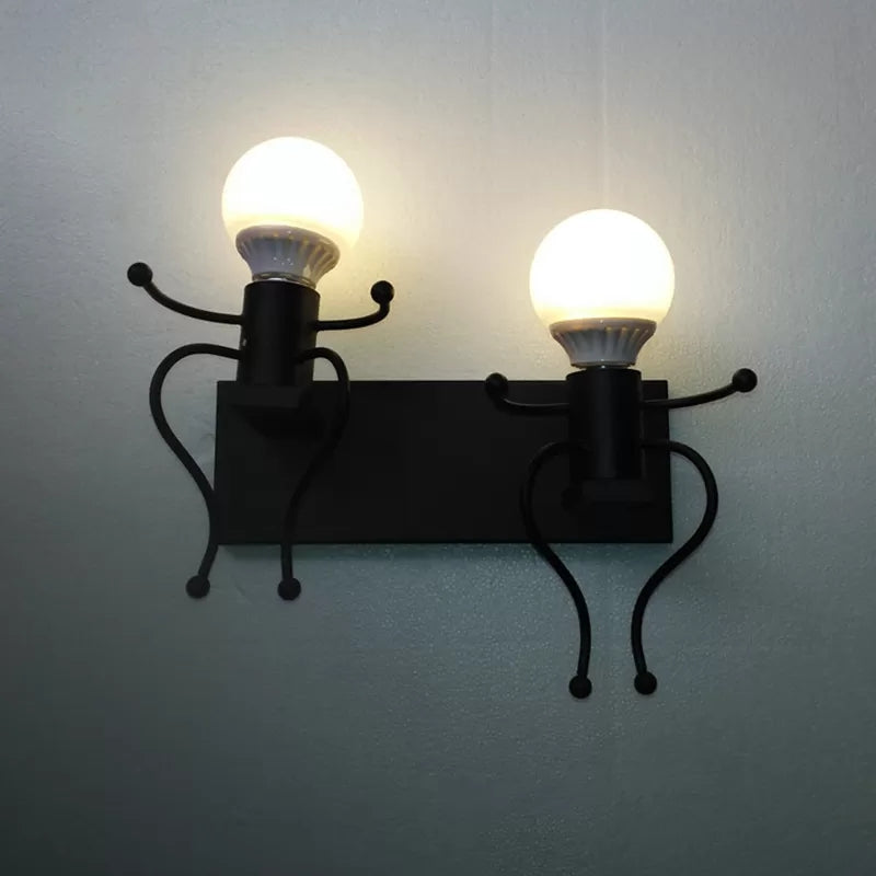 Lumière de nuit de style moderne Little People Two Lights Metal Sconce Light for Corridor Escair