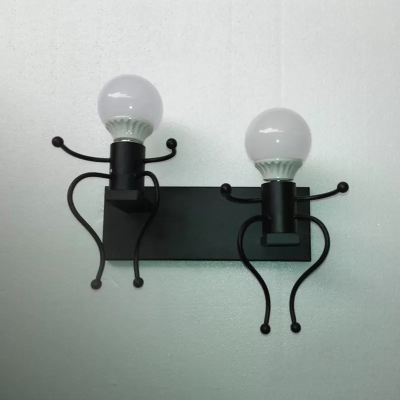Lumière de nuit de style moderne Little People Two Lights Metal Sconce Light for Corridor Escair