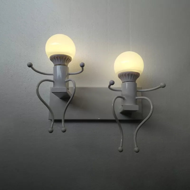 Lumière de nuit de style moderne Little People Two Lights Metal Sconce Light for Corridor Escair