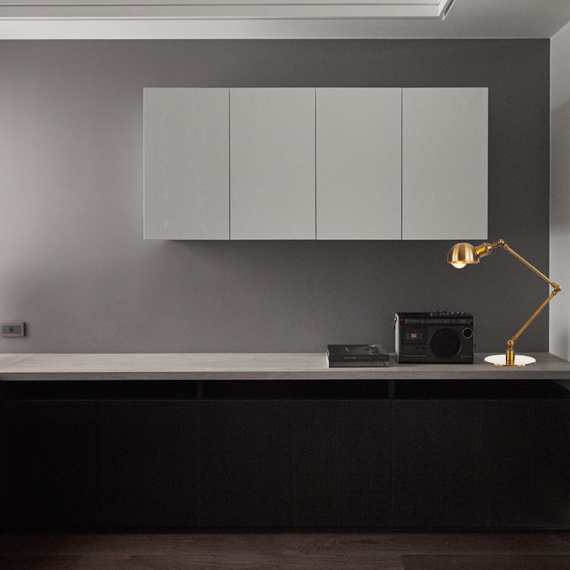 Lampe à ombre de bol doré industriel élégant 4 "/8,5" W 1 Éclairage de table en métal léger avec bras réglable