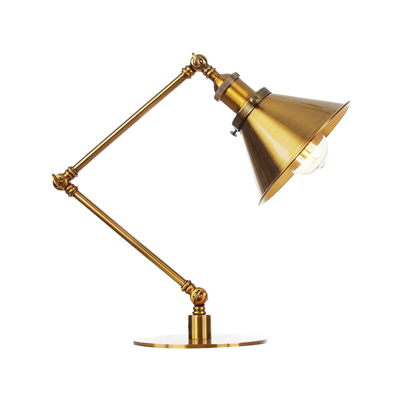 Lampada da tavolo svasata elegante industriale in metallo a 1 luce Lampada da tavolo per sala da pranzo con braccio di lunghezza 8"+8"/8"+8"+8" in oro