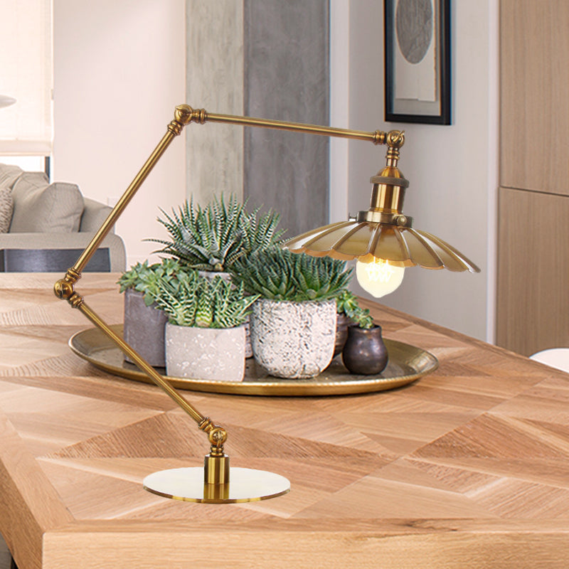 Lampada da tavolo svasata elegante industriale in metallo a 1 luce Lampada da tavolo per sala da pranzo con braccio di lunghezza 8"+8"/8"+8"+8" in oro