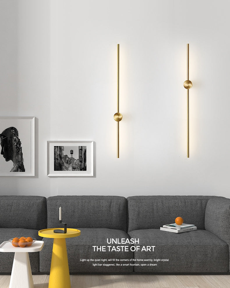 Lámpara minimalista de pared de pared de latón LED de hierro forjado para el pasillo de la sala de estar