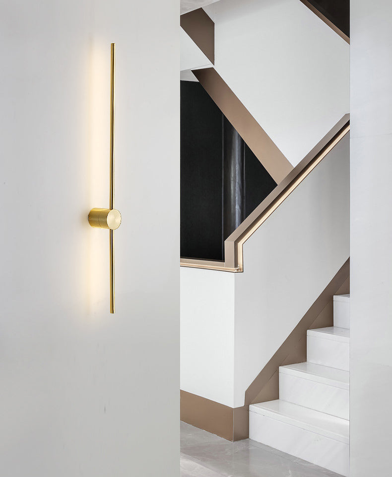 Minimalist Brass Wall Sconce LED Wrought Iron Wall Lamp for Living Room Corridor