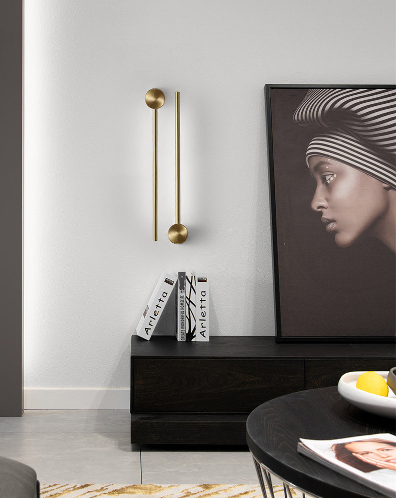 Lámpara minimalista de pared de pared de latón LED de hierro forjado para el pasillo de la sala de estar