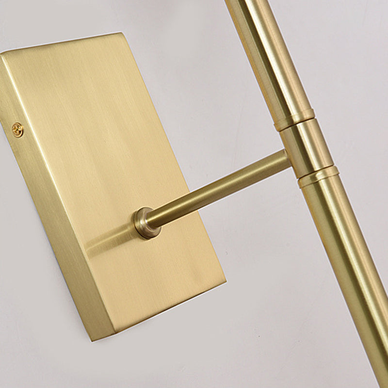 Contemporary Sconce Lights Brass Arm Wall Light for Hotel Bedroom in White Glass Shade