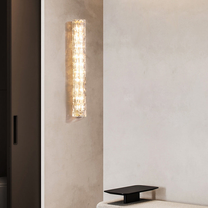 Simplicidad moderna Cilindro de pared Cilíndrico LED LECHE para el dormitorio en la sombra de vidrio ondulado