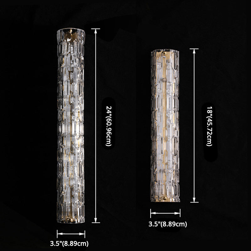 Simplicidad moderna Cilindro de pared Cilíndrico LED LECHE para el dormitorio en la sombra de vidrio ondulado