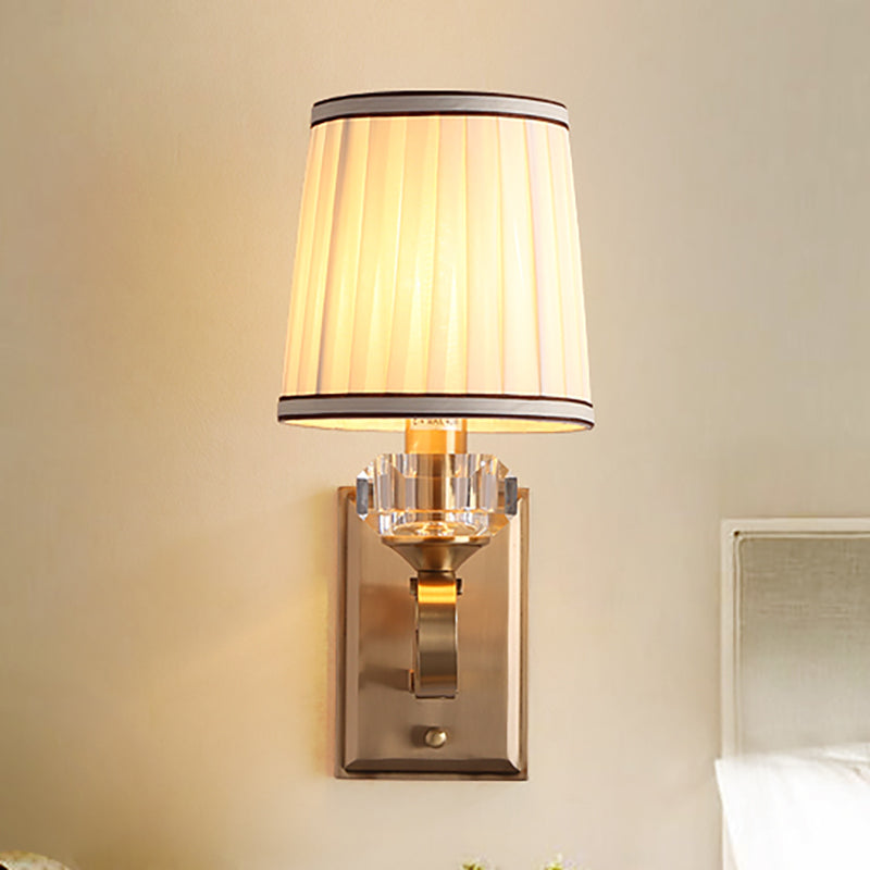 Brass/Black Finish Wall Mount Light with Cone Shade Modernism Fabric 1 Light Sconce Light