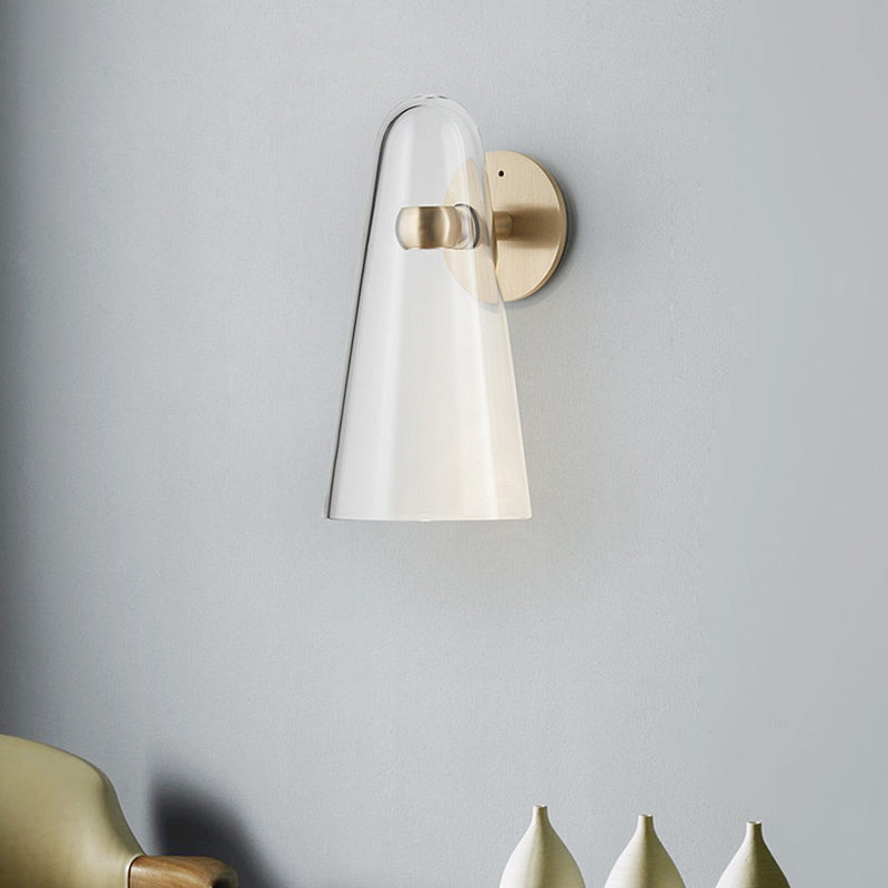 Nordic Glass Shade Wall Sconce Light 1 Light Metal Arm Wall Lamp for Bedside Corridor