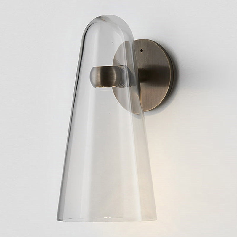 Nordic Glass Shade Wall Sconce Light 1 Light Metal Arm Wall Lamp for Bedside Corridor