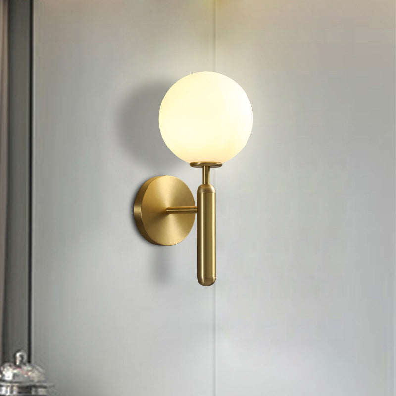 Modern Style Wall Mount Light White Ball Glass Shade Sconce Light for Bedroom Corridor