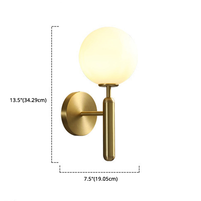 Modern Style Wall Mount Light White Ball Glass Shade Sconce Light for Bedroom Corridor