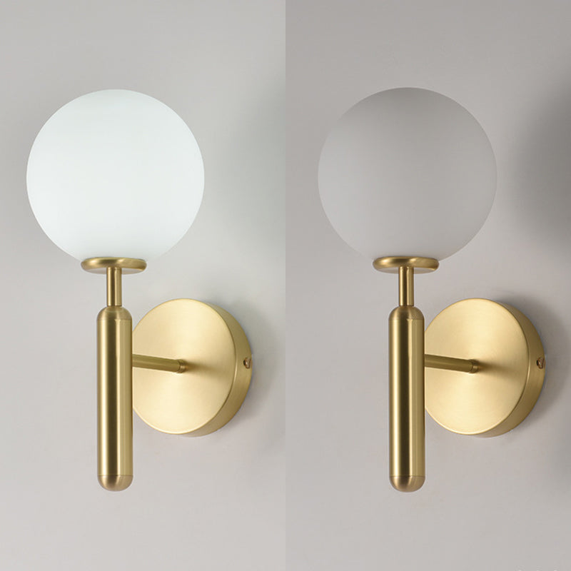 Modern Style Wall Mount Light White Ball Glass Shade Sconce Light for Bedroom Corridor