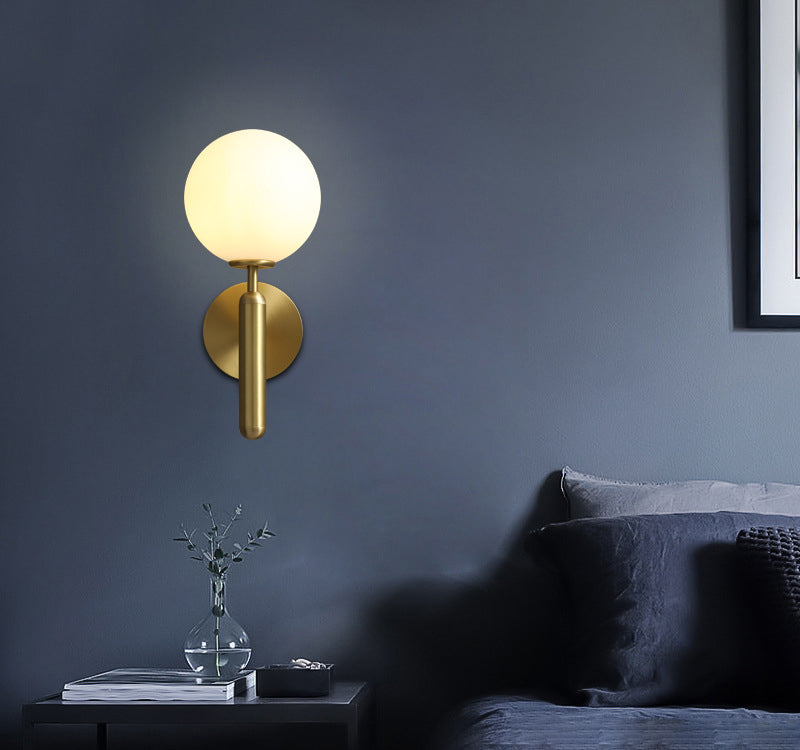 Modern Style Wall Mount Light White Ball Glass Shade Sconce Light for Bedroom Corridor