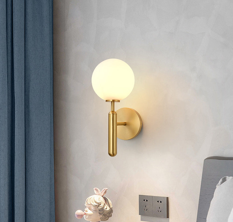 Modern Style Wall Mount Light White Ball Glass Shade Sconce Light for Bedroom Corridor