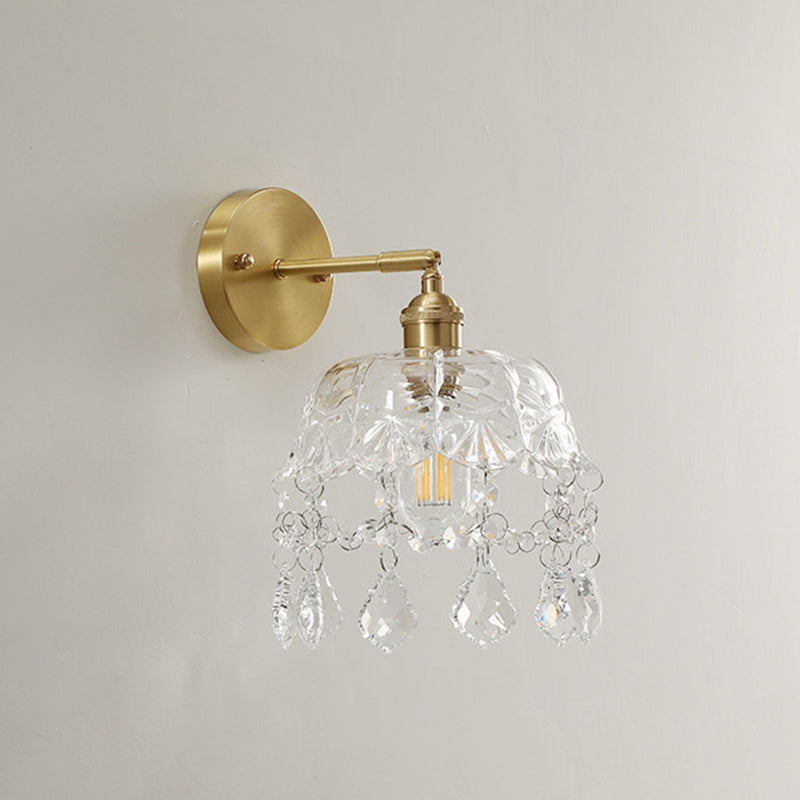 Idee per illuminazione da parete della decorazione della camera da letto moderno semplice con parete con parete in vetro semplice