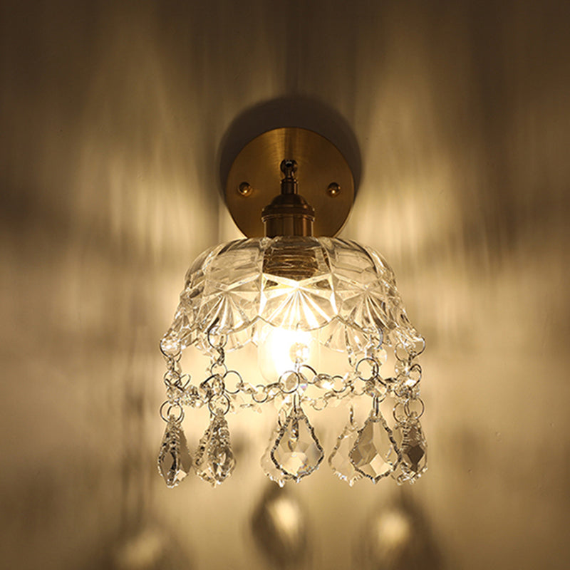 Idee per illuminazione da parete della decorazione della camera da letto moderno semplice con parete con parete in vetro semplice