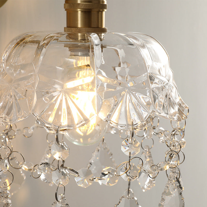 Idee per illuminazione da parete della decorazione della camera da letto moderno semplice con parete con parete in vetro semplice