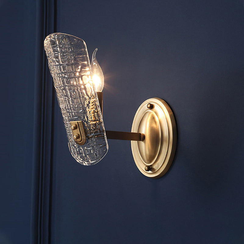 Clear Water Glass Gold Sconce Curved 1/2 Lights Modern Wall Mount Lighting for Living Room