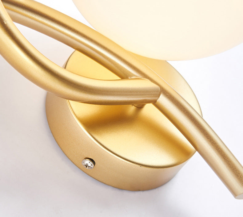 2 koppen Noordse stijl wandbevestiging licht metalen arm glazen schaduw lampvloeistof voor slaapkamer