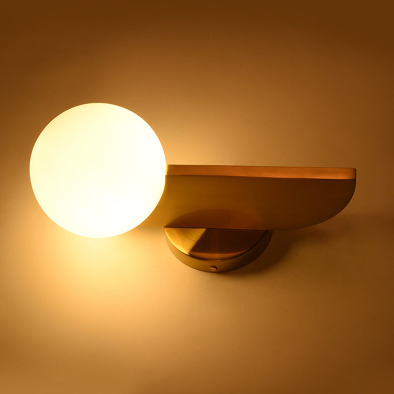Nordic Postmodern Metal Wall Sconce Light 1 Head Glass Ball Sconce Light for Bedroom