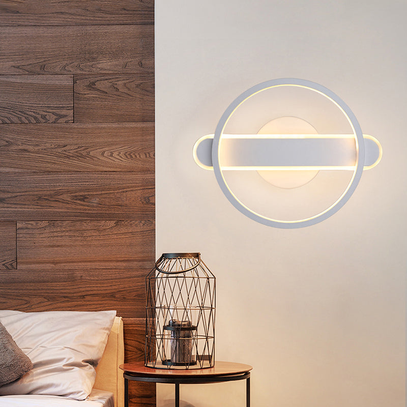 1 lumière du cercle de cercle Light Light Metal Mur de style moderne pour le chevet de l'hôtel